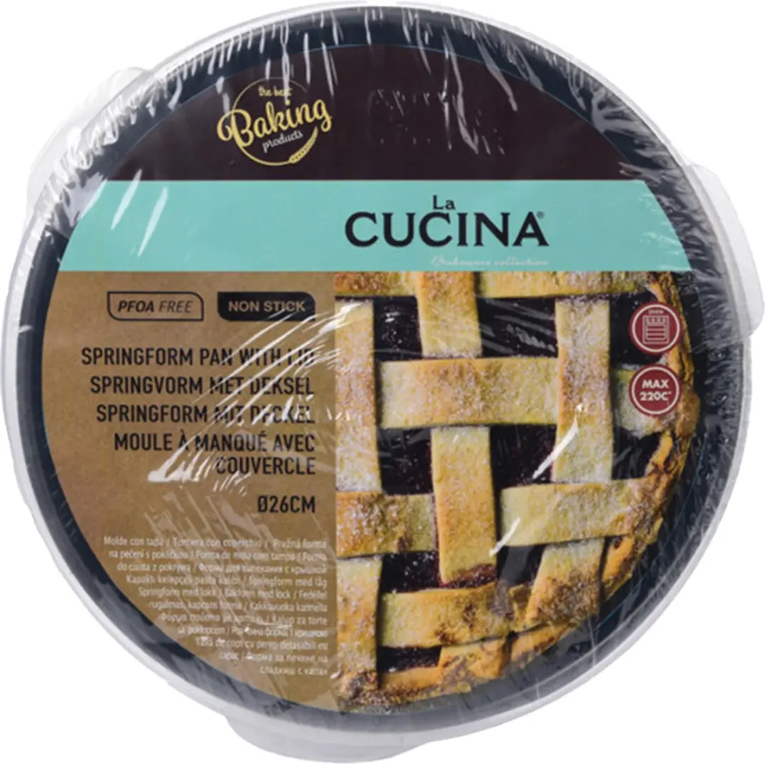 La Cucina Springvorm met deksel 26cm - Zwart