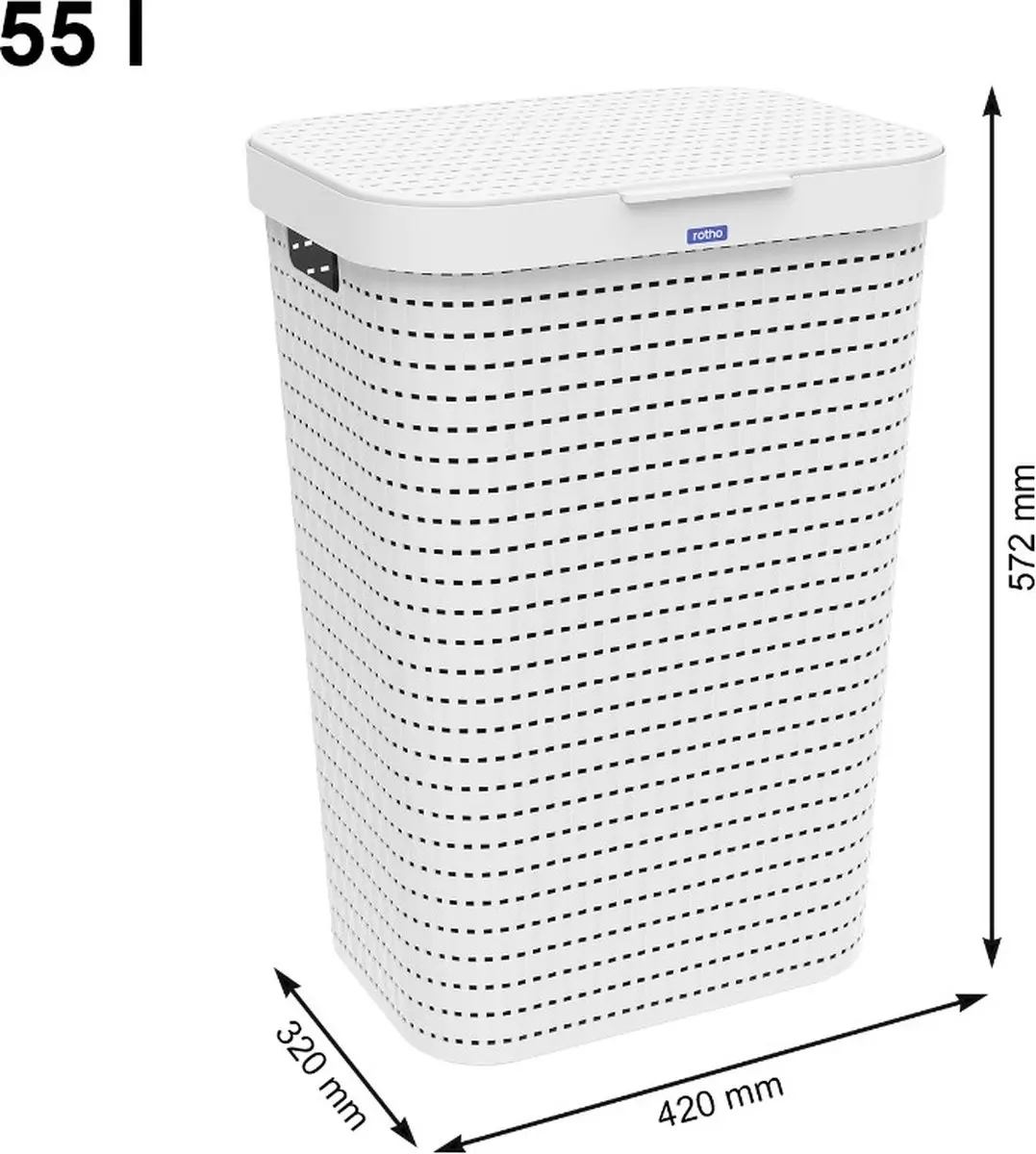 Rotho COUNTRY Wasmand met Deksel 55L - Wit