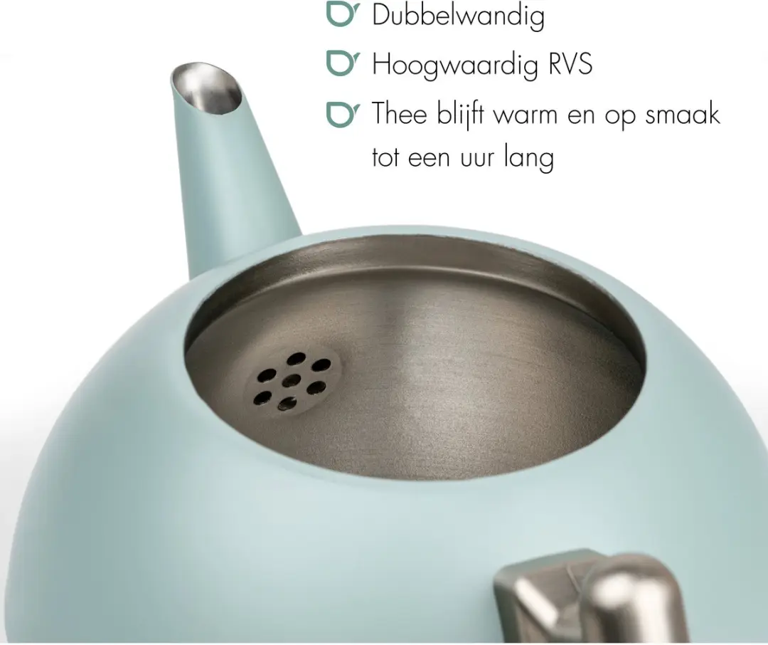 Bredemeijer Theepot Bella Ronde Dubbelwandig 1,2L - Lichtblauw