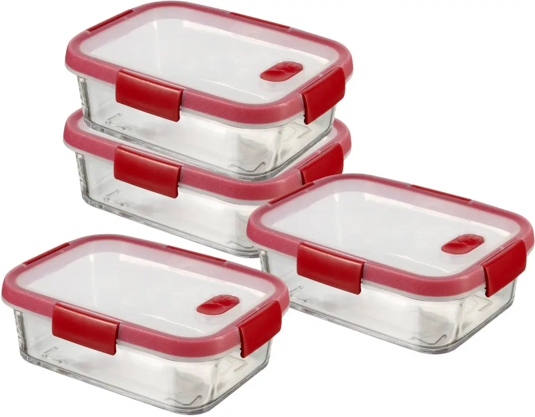 Curver Smart Cook Vershouddoos Set 4x 0,9L - Rood/Transparant