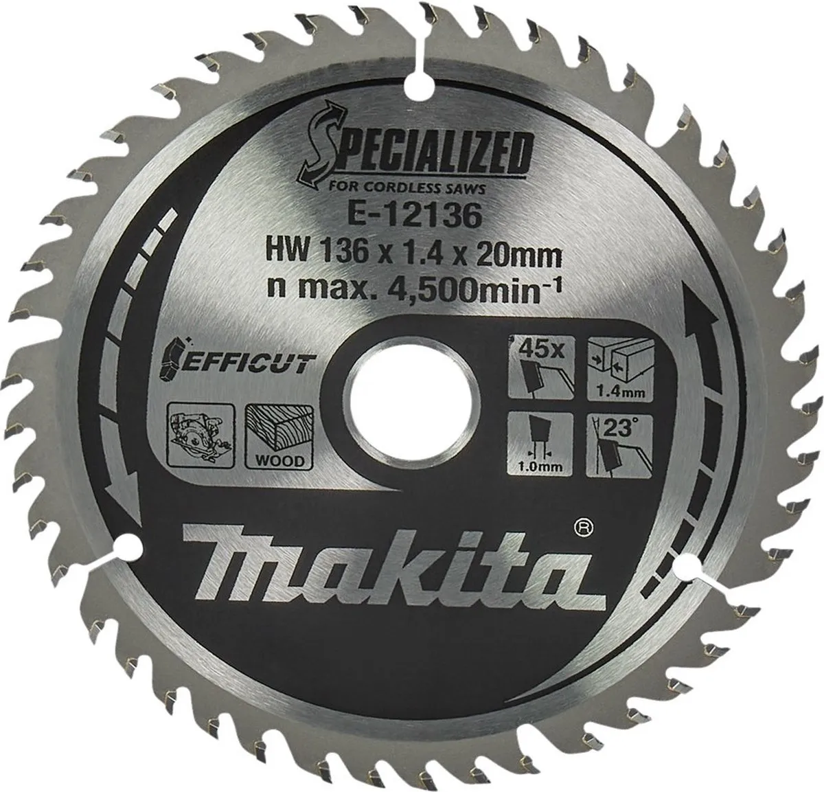Makita E-12136 Cirkelzaagblad Hout 136mm - 45 Tanden