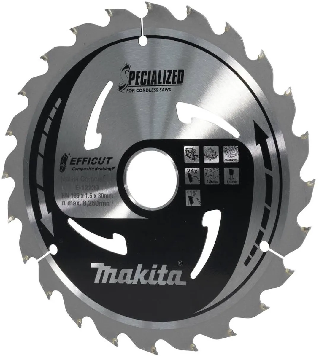 Makita E-12164 Cirkelzaagblad WPC 185mm 24T