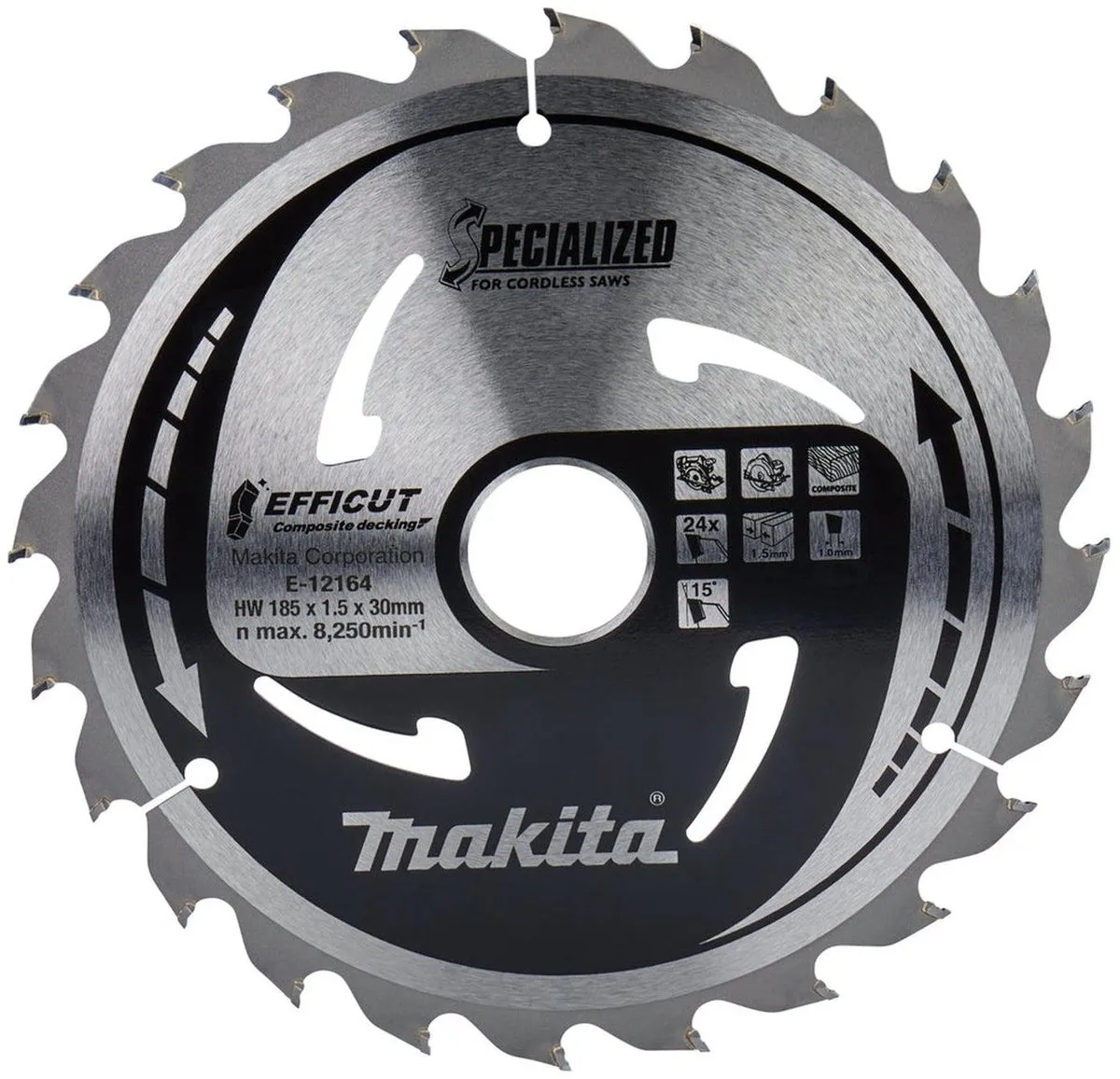 Makita E-12164 Cirkelzaagblad WPC 185mm 24T