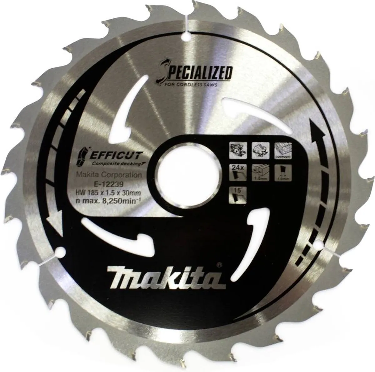 Makita E-12164 Cirkelzaagblad WPC 185mm 24T - afbeelding 6 van 6