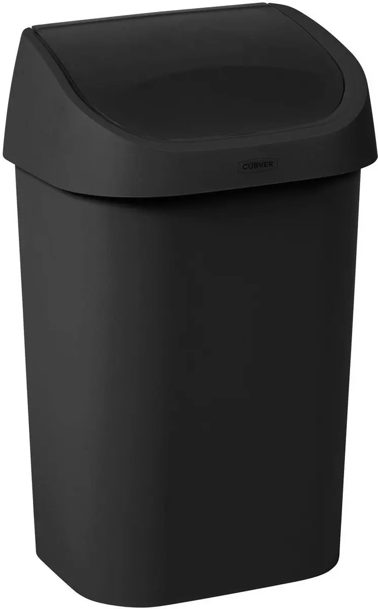 Curver afvalbak Mistral swing 25L zwart kunststof modern design.