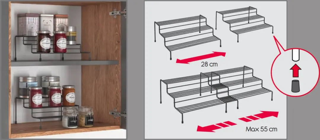 Metaltex MT-14361373162 Uitschuifbaar Kruidenrek - 2 Stuks - 28-55cm