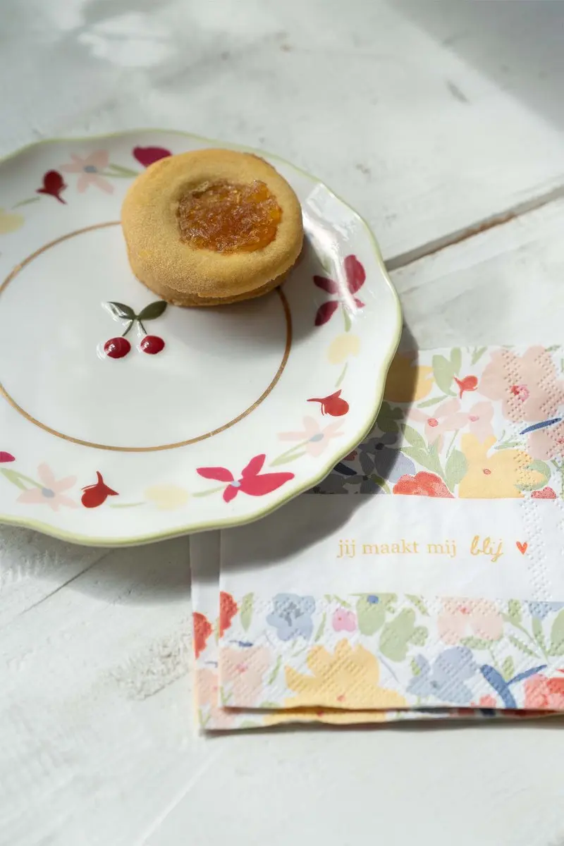 Zusss Serveerschaal Bloemen Handgeschilderd Keramiek