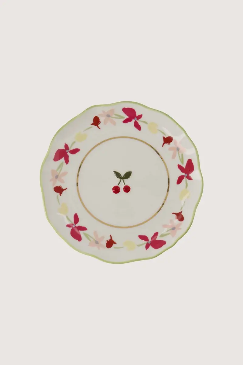 Zusss Serveerschaal Bloemen Handgeschilderd Keramiek - Multicolor