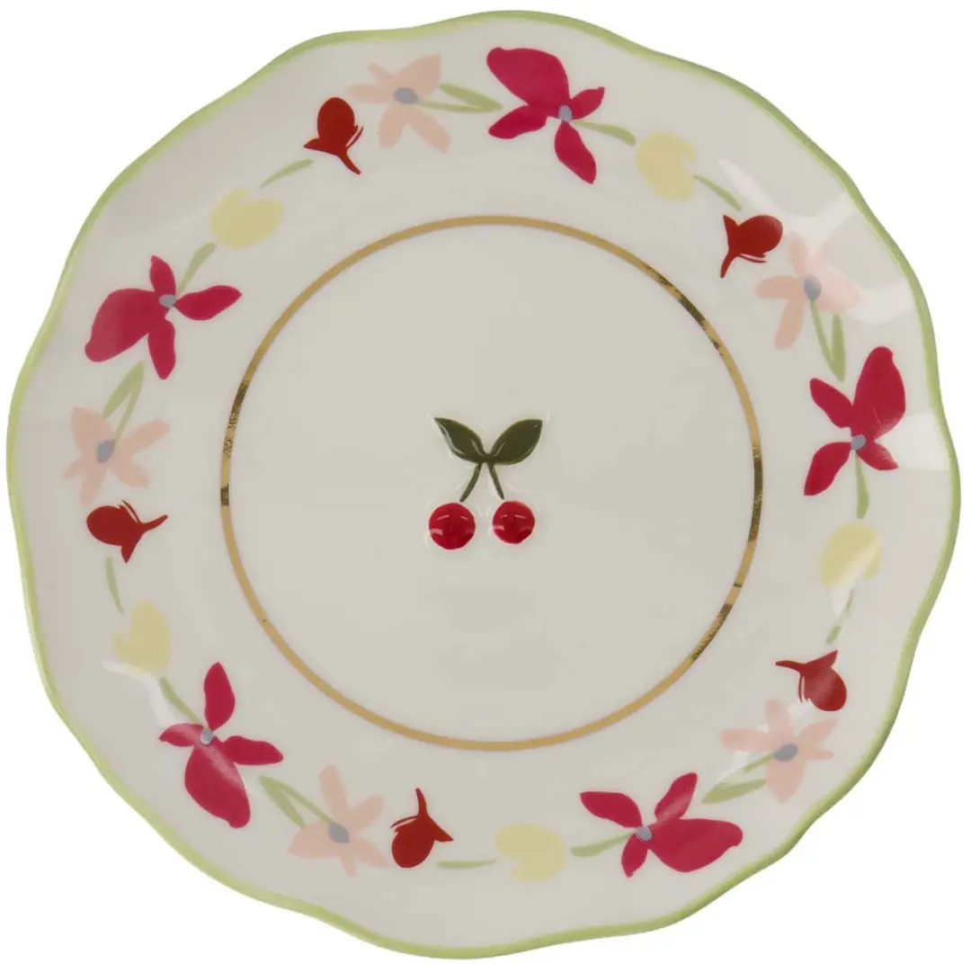 Zusss Serveerschaal Bloemen Handgeschilderd Keramiek - Multicolor