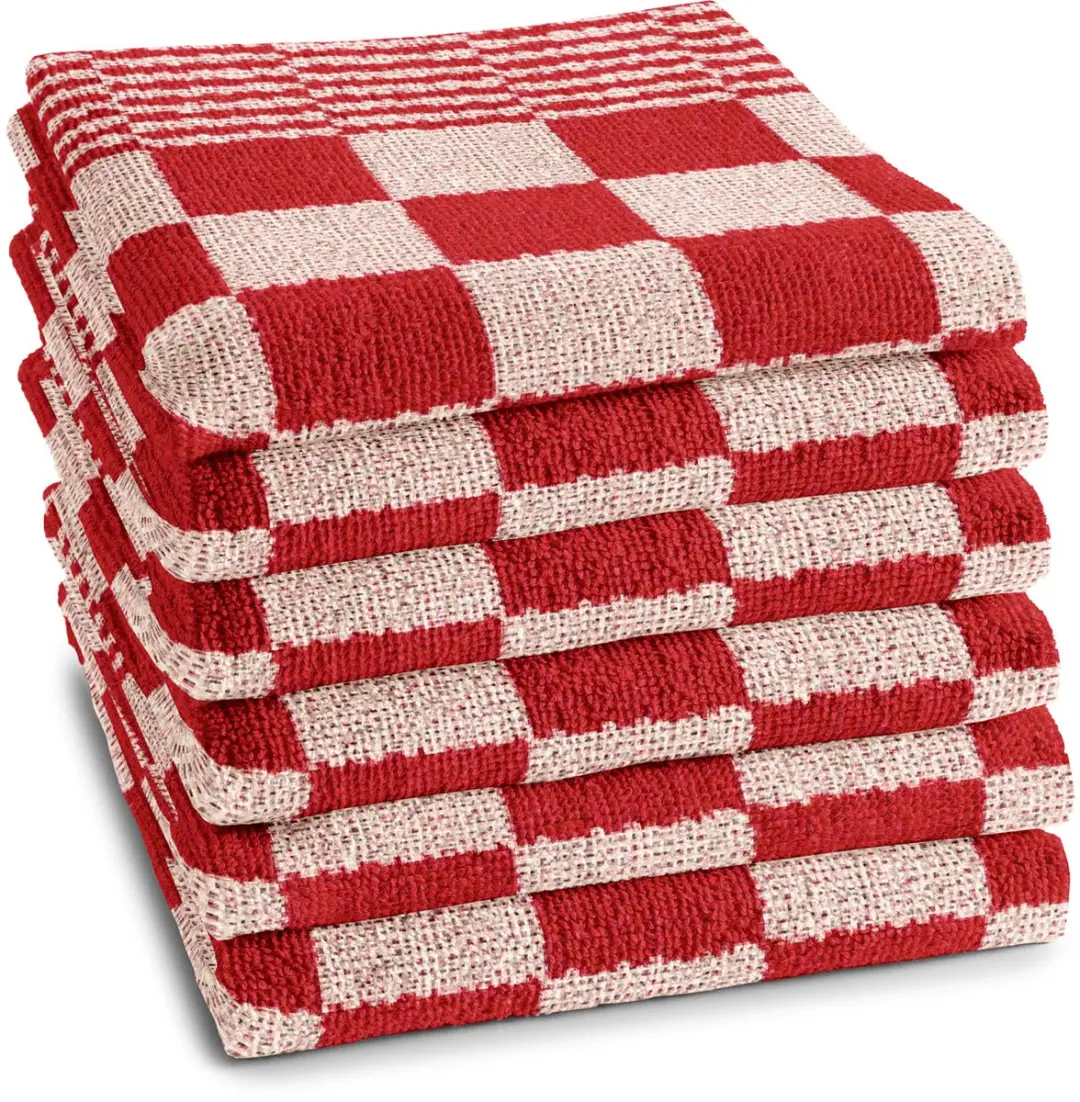DDDDD Barbeque Keukendoeken - 6 Stuks Rood Geruit 50x55cm
