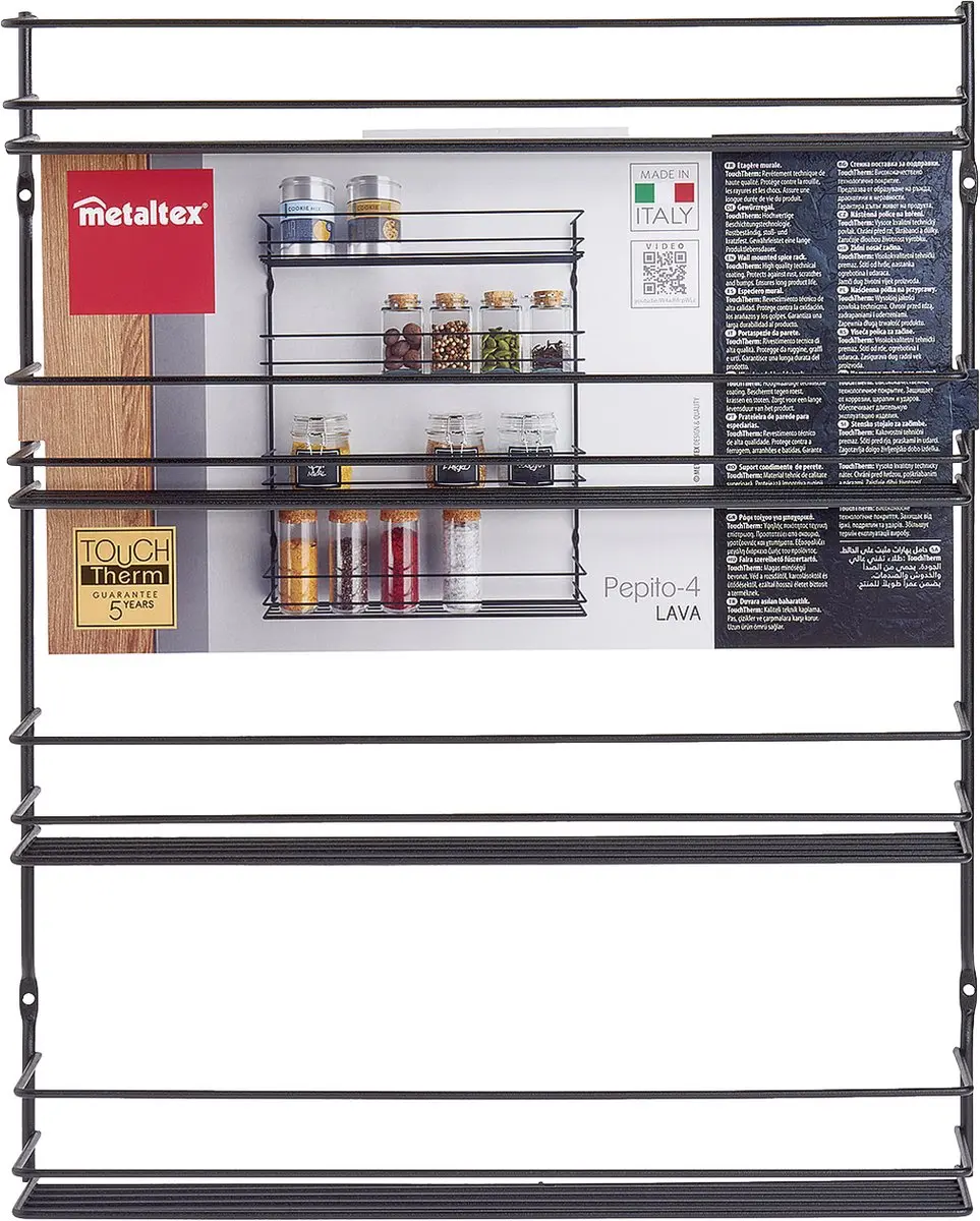 Metaltex Kruidenrek Pepito 4 - 4 Lagen - Zwart - 36x8x45cm