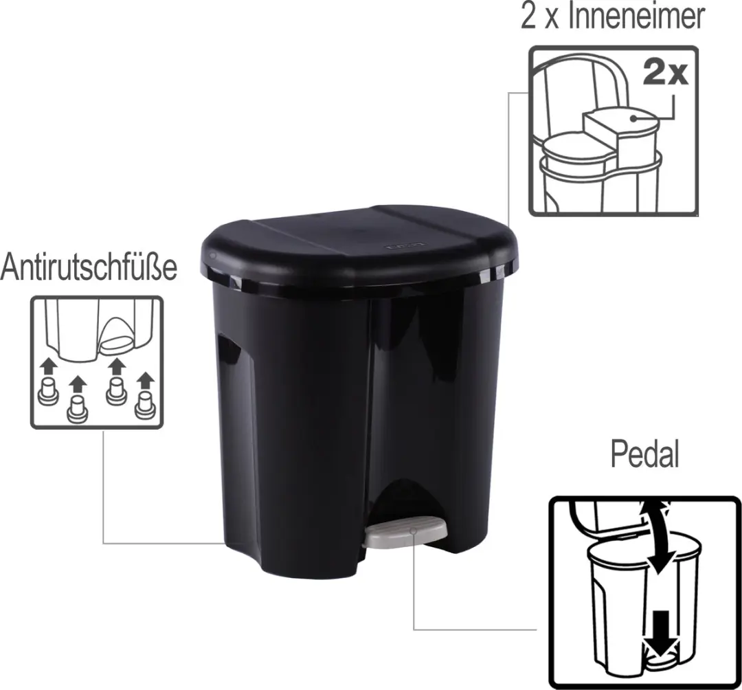 Rotho Duo Afvalscheider 2x10L - Zwart