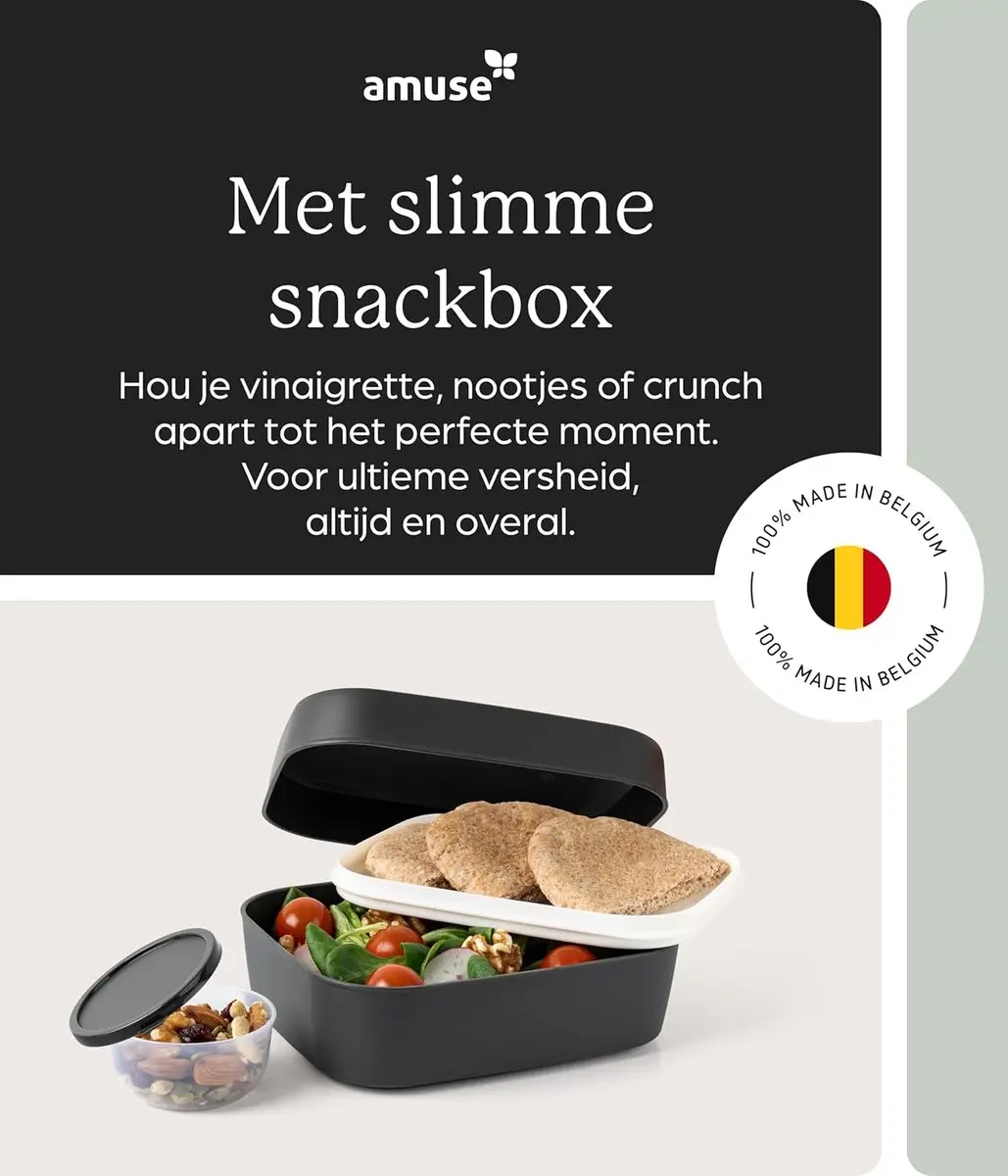 Amuse Bento Lunchbox 3-in-1 Charcoal - 1,5L - Zwart