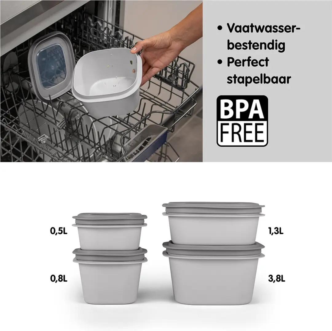 Sunware Sigma Home Vershoudbakjes Set 4 - 3.8L - Grijs