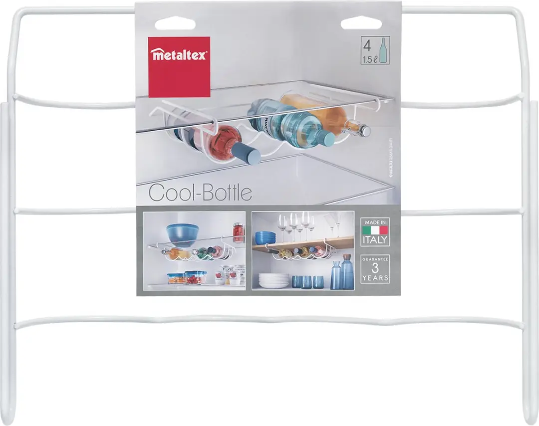 Metaltex Flessenhouder Koelkast 4x1,5L - 41x33x12cm Wit