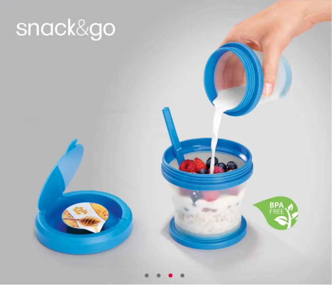 Metaltex Snack&Go 3in1 Draagbare Lunchbox - 450ml Blauw - afbeelding 6 van 6