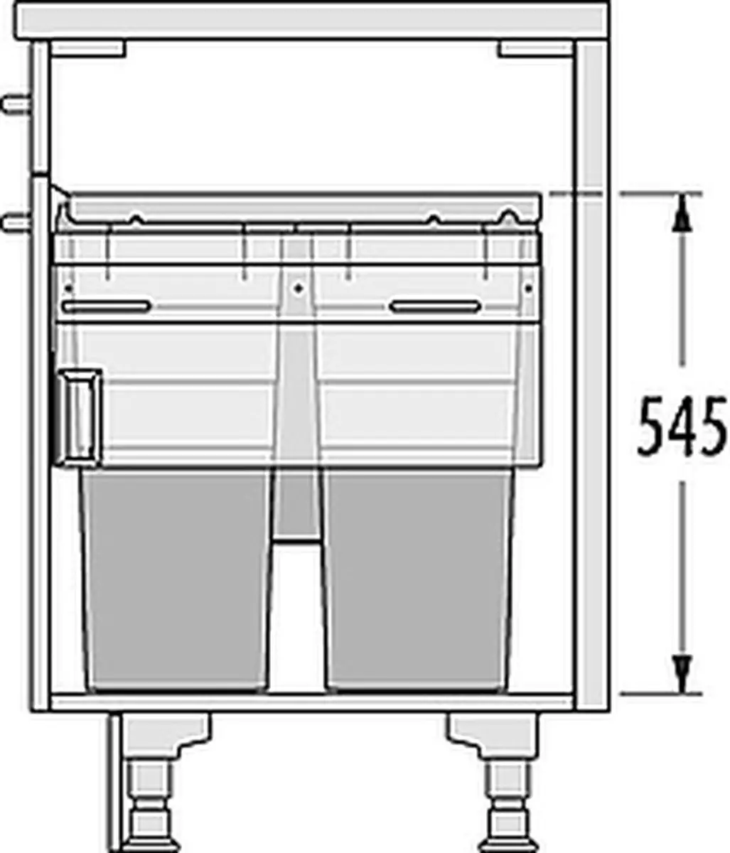 Hailo Euro Cargo 600 Inbouwsysteem 91L - 4 Emmers - Donker grijs