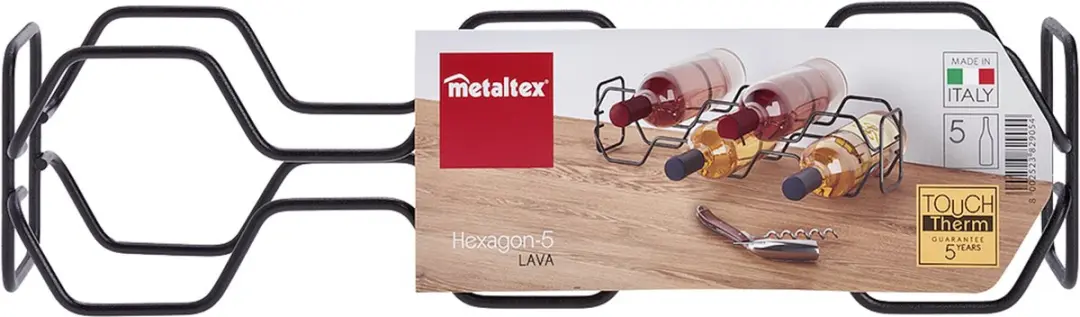 Metaltex Wijnrek Hexagon 5 Flessen - Zwart