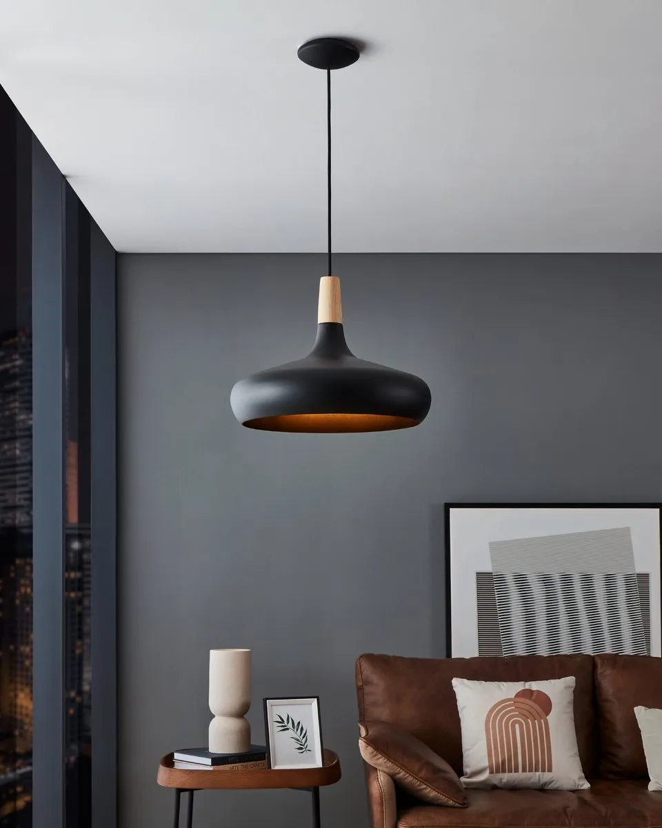 Eglo Sabinar Hanglamp E27 - Ø40cm - Zwart/Bruin - afbeelding 6 van 6