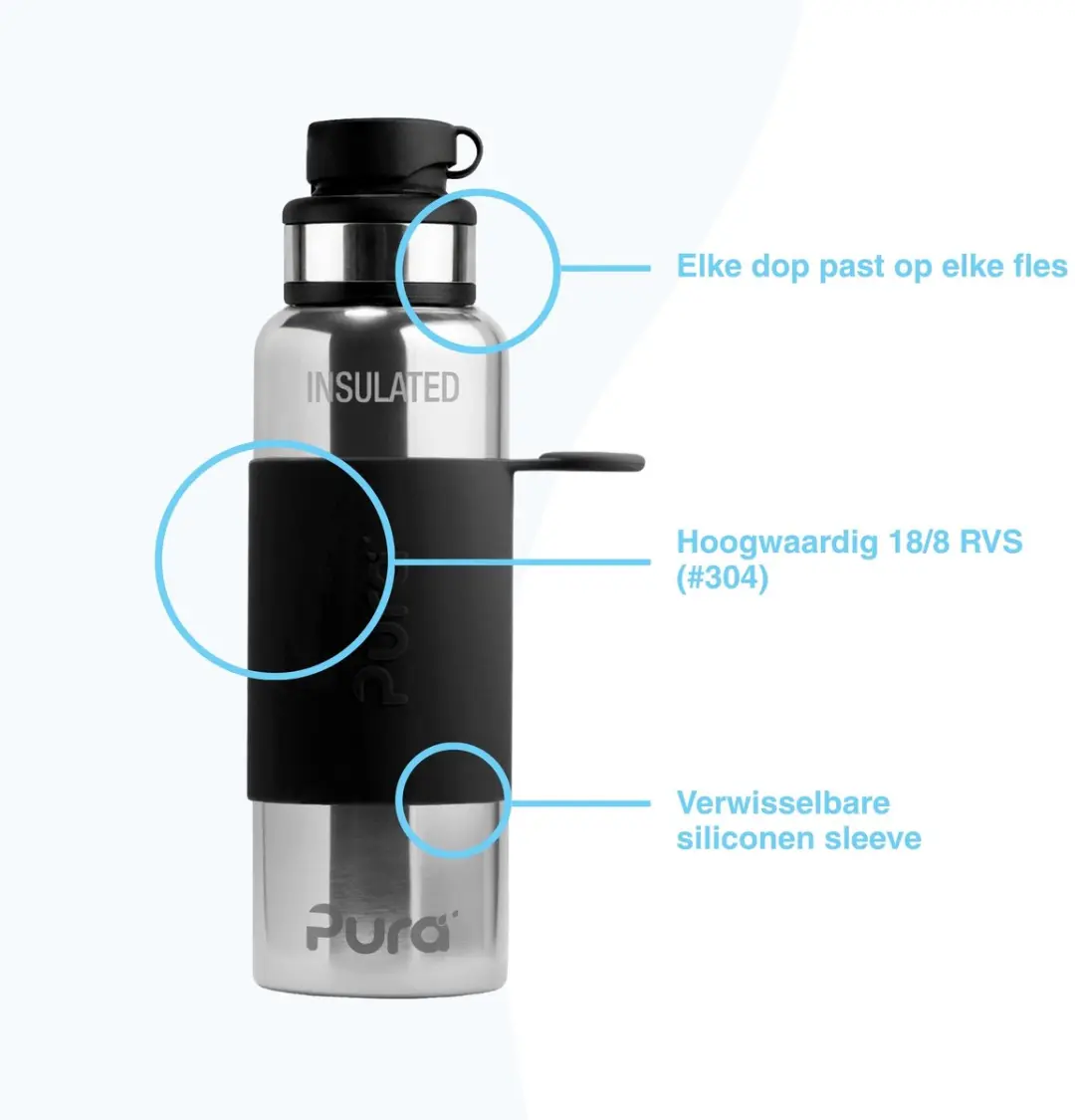 Pura Thermos Sportfles PU-I22C1-BMK 650ml - Zwart