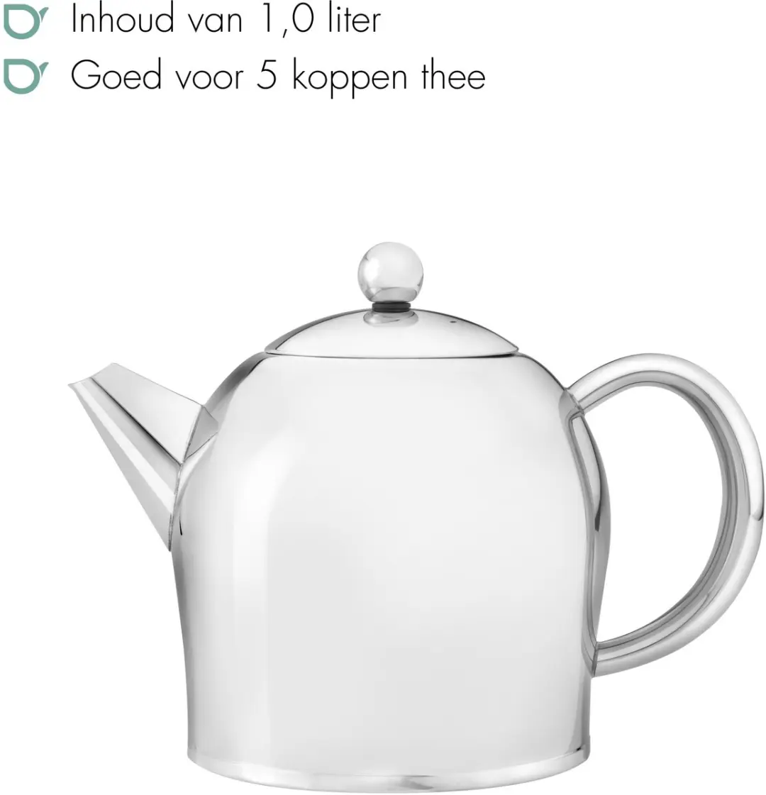 Bredemeijer Minuet Santhee Theepot 1L - Dubbelwandig RVS - Glanzend