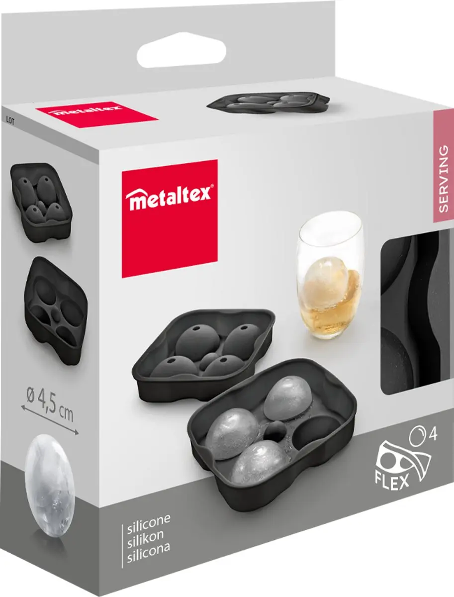 Metaltex IJsblokjesvorm Set 2 Stuks - 8 Bolletjes 4,5cm - Grijs - afbeelding 6 van 6
