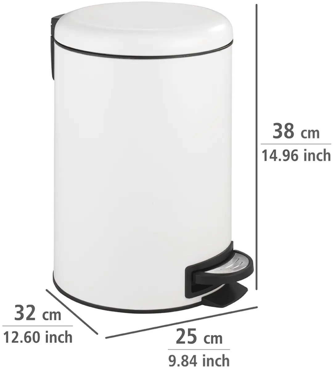Wenko Pedaalemmer Leman Easy-close 12L - 25cm - Wit