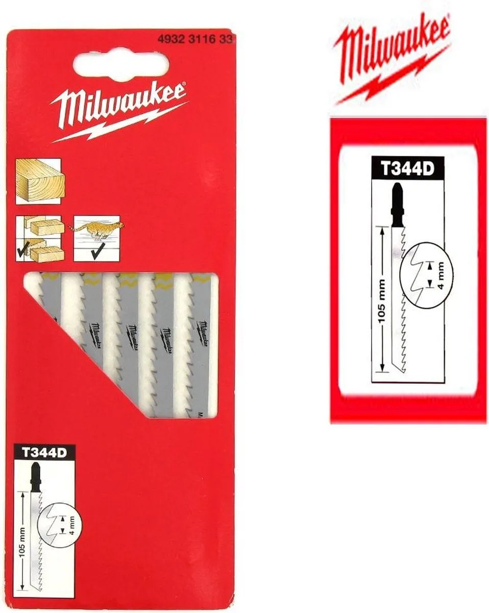 Milwaukee T 344 D Decoupeerzaagblad Hout