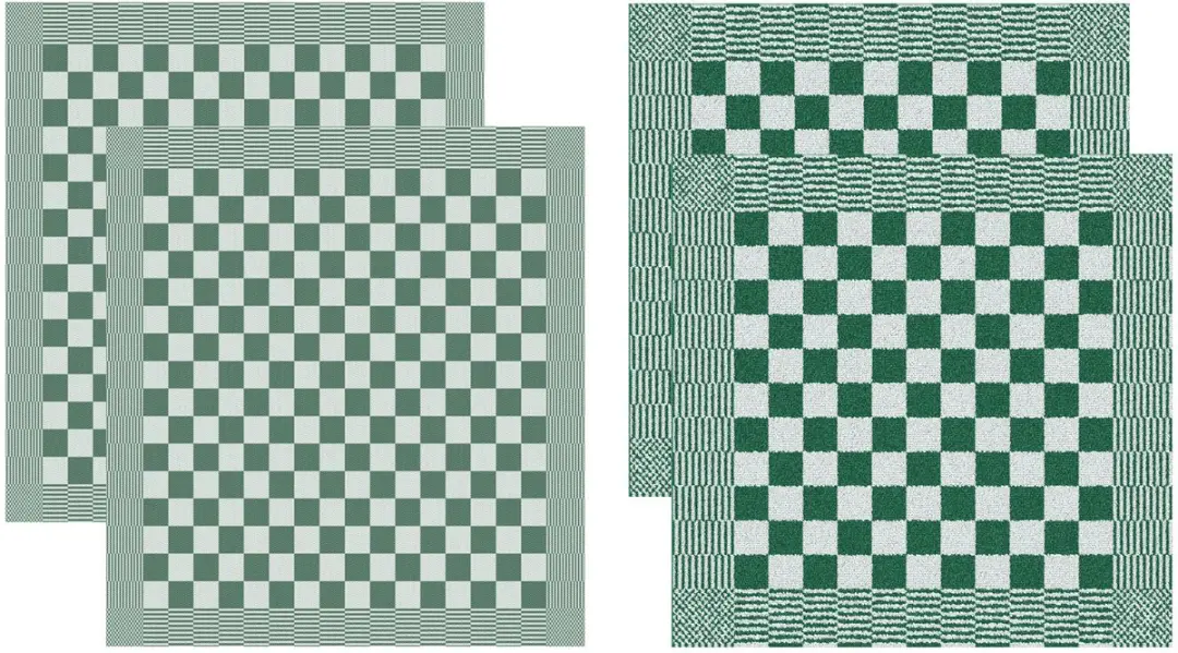 DDDDD Theedoeken & Keukendoeken Set - 4 Stuks - Geruit Groen