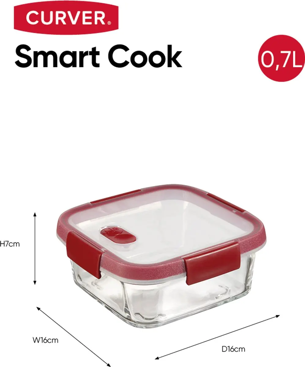 Curver Smart Cook Vershouddoos 4x0,7L - Rood/Transparant