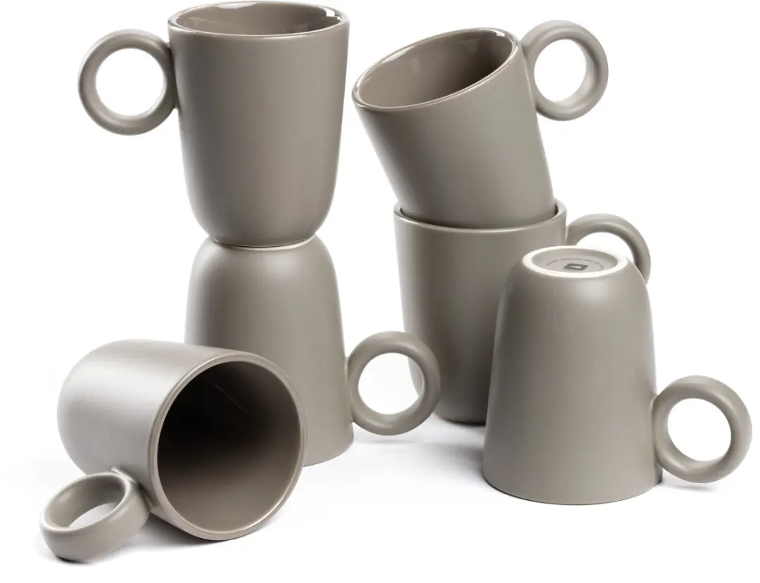 Leonardo Roma Mokken 400ml - Taupe - Set van 6