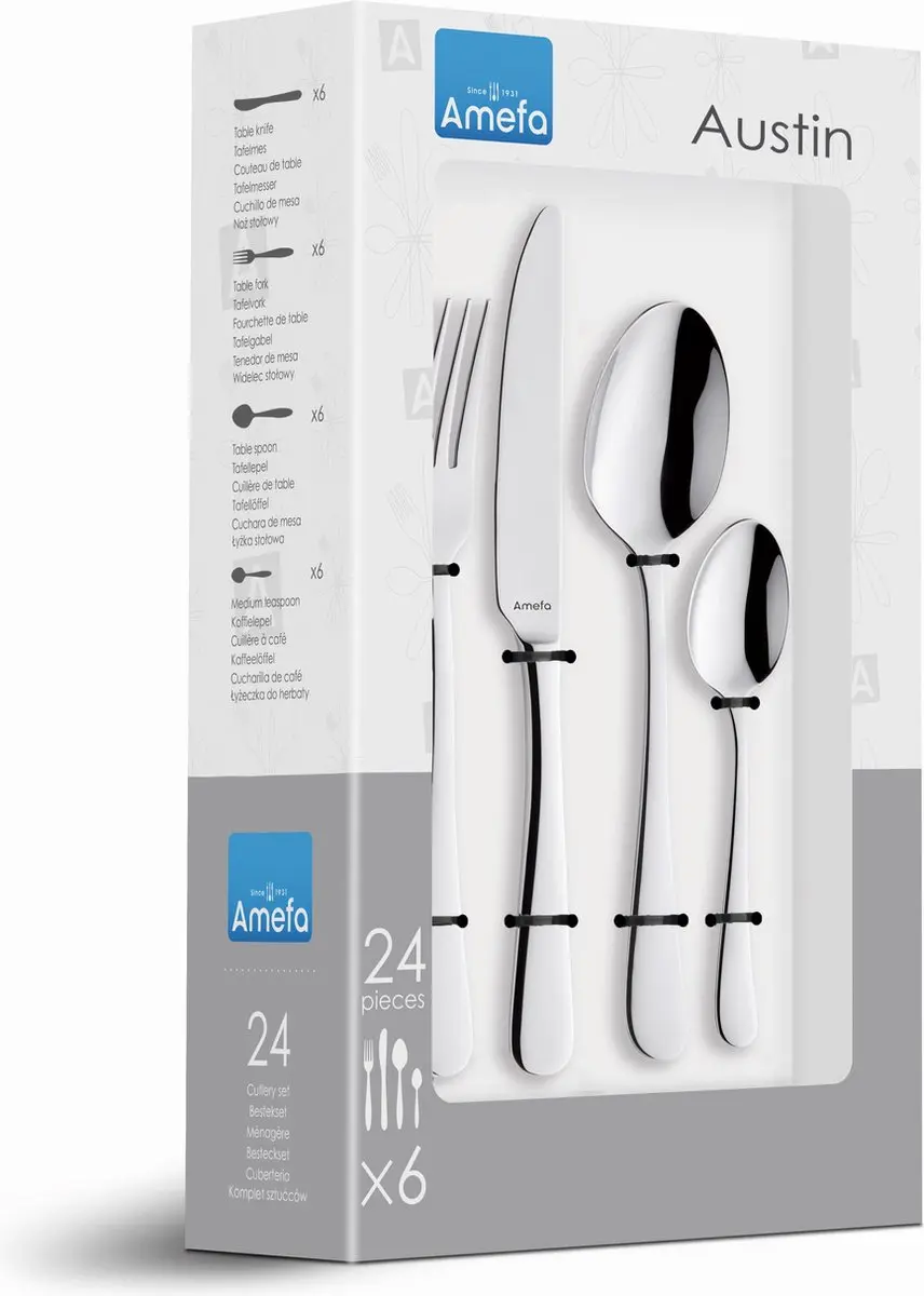 Amefa Austin Bestekset 24-delig - 6 Personen - Zilver - MPN 141000VDB4C40