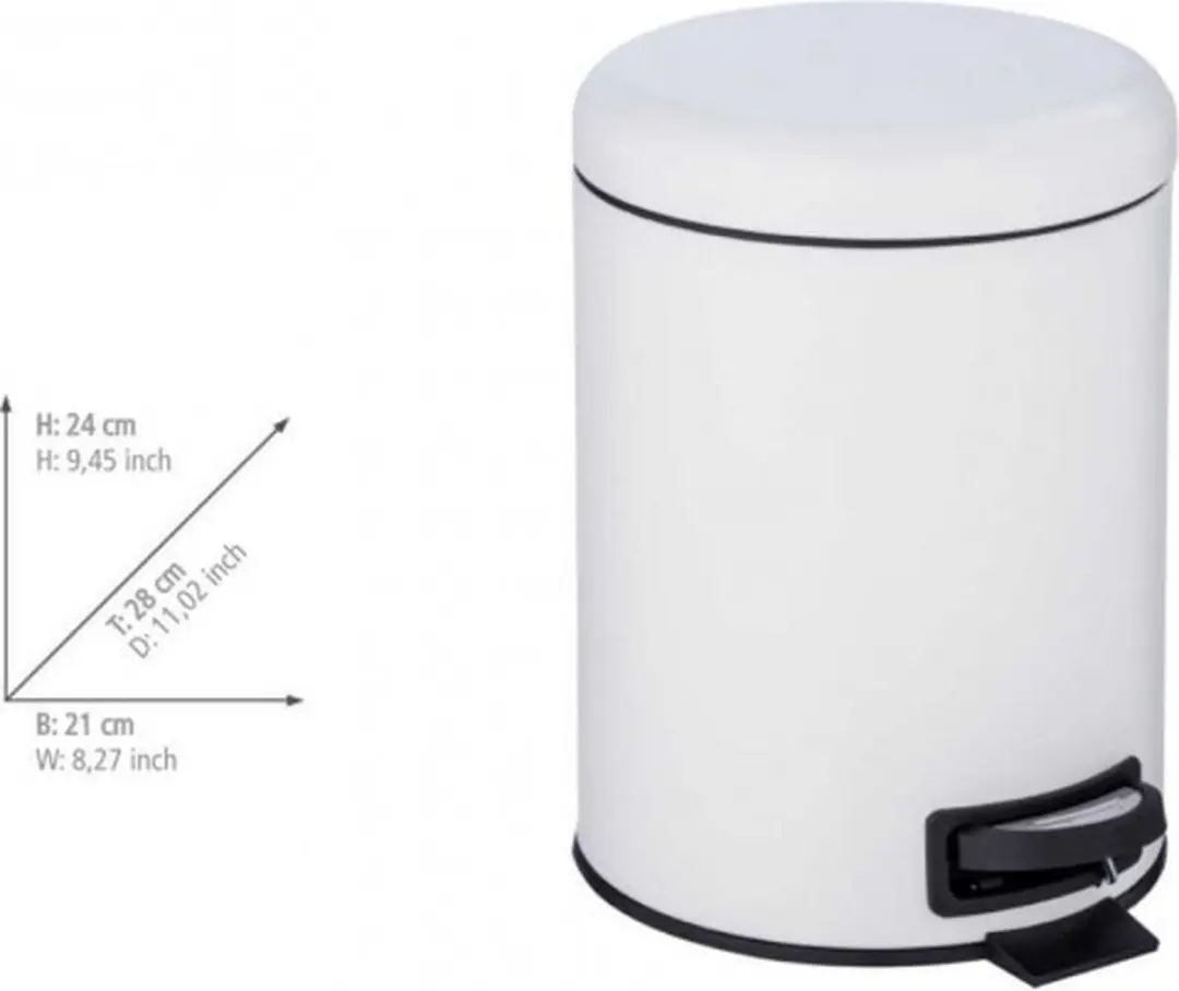 Wenko Leman 5L Pedaalemmer - Mat wit