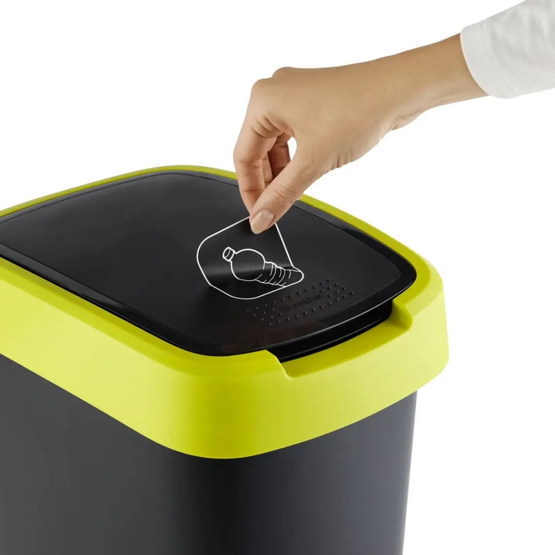 Rotho Twist Afvalbak 10L - Zwart/Limoengroen