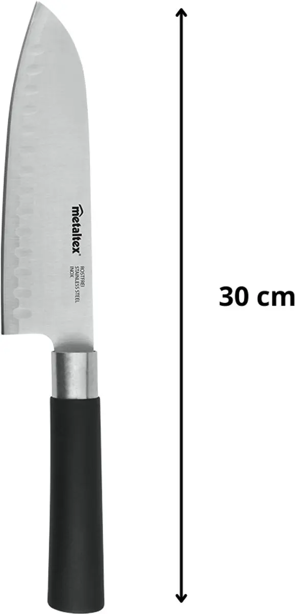 Metaltex Santokumes Asia Japanse Chef 30cm - Zwart - RVS