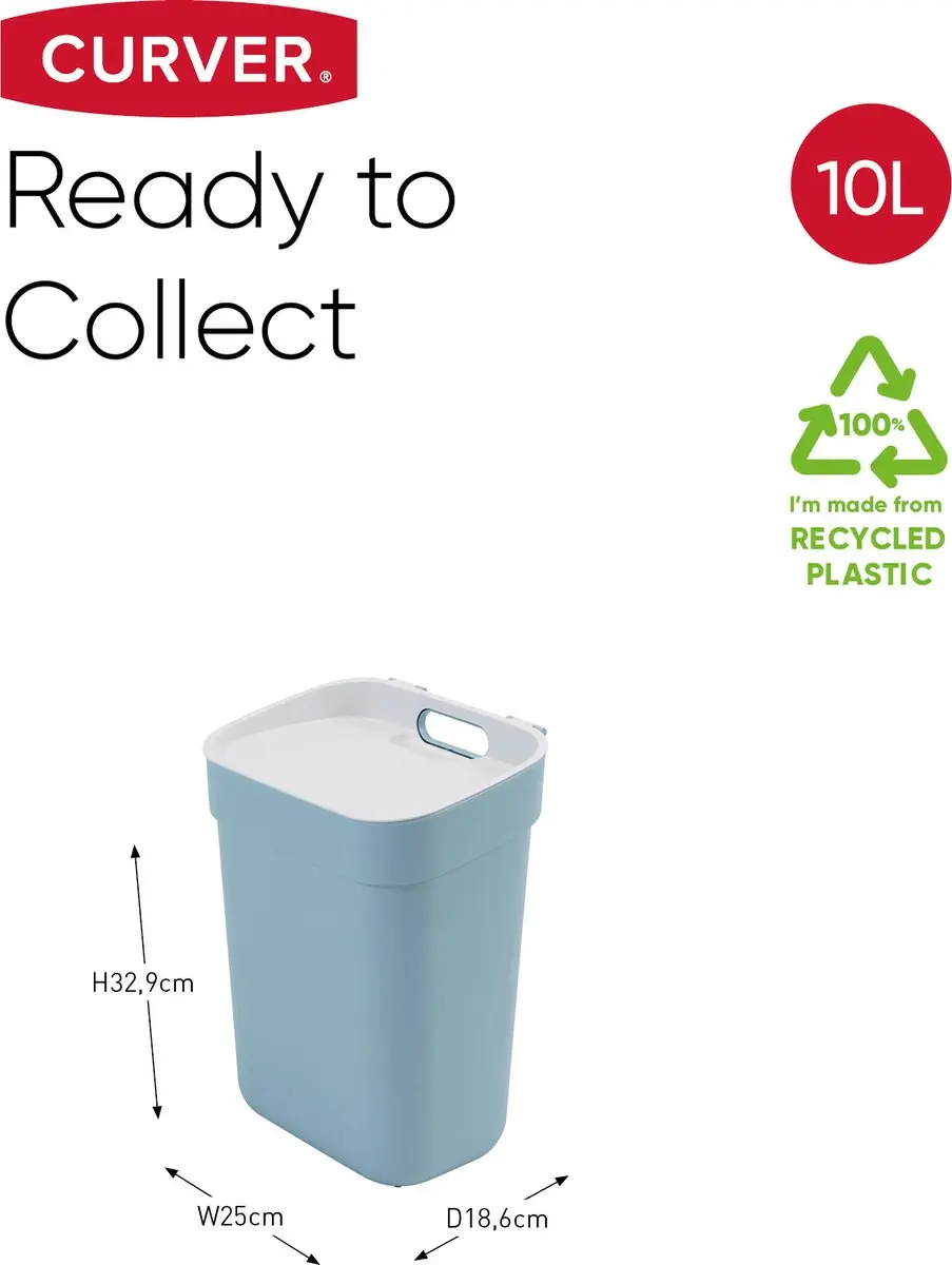 Curver Ready To Collect Prullenbak 10L - Blauw/Grijs