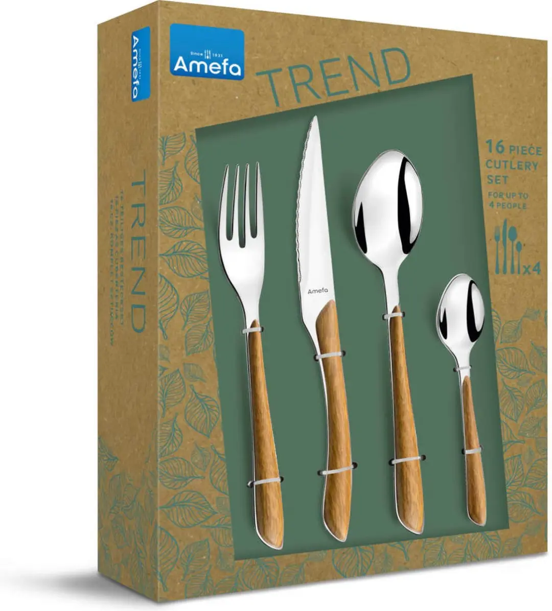 Amefa Eclat Nature Bestekset 16-delig - 4 Personen - Bruin