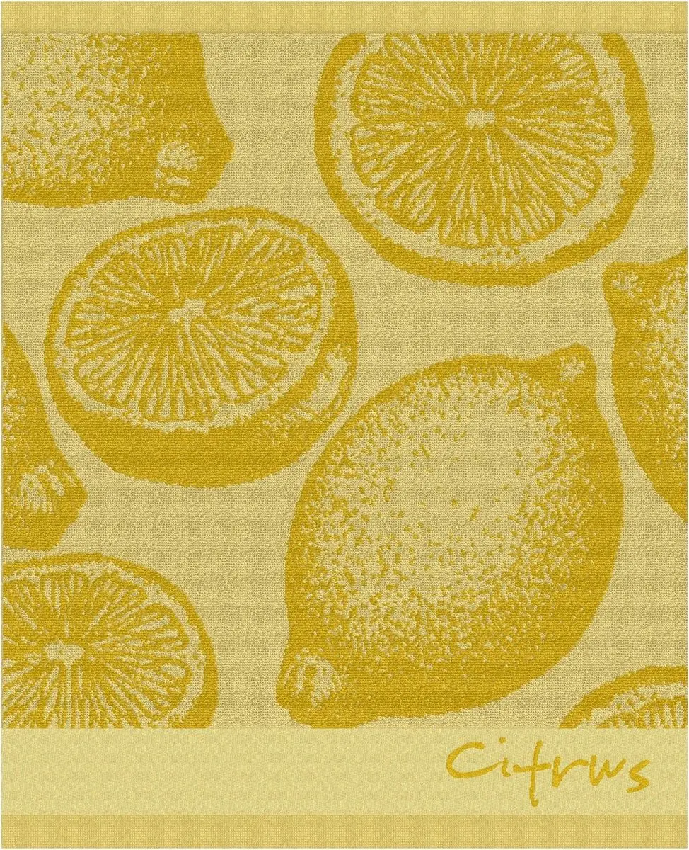 DDDDD Citrus Keukendoek - 6 Stuks 50x55cm - Badstof Geel