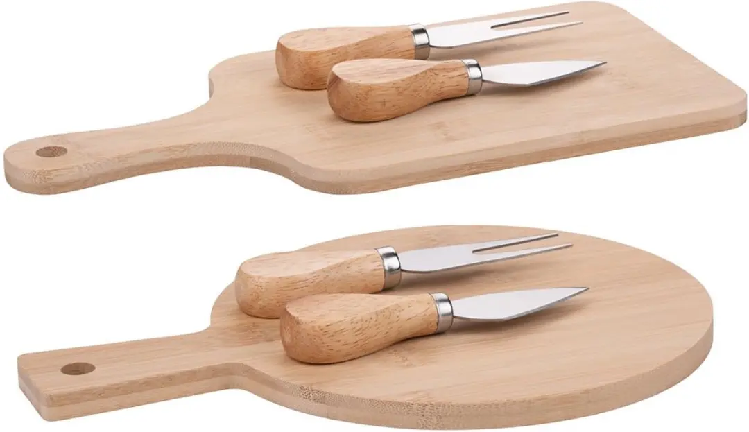 Alpina Kaasplank met Mesjes - Bamboe 3-delig