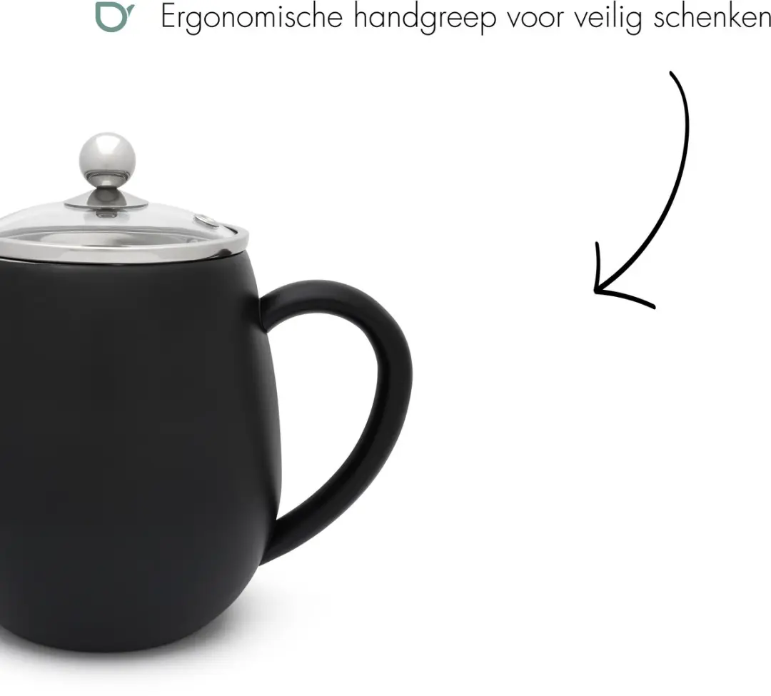 Bredemeijer Theepot Eva Dubbelwandig 0,5L - Mat zwart
