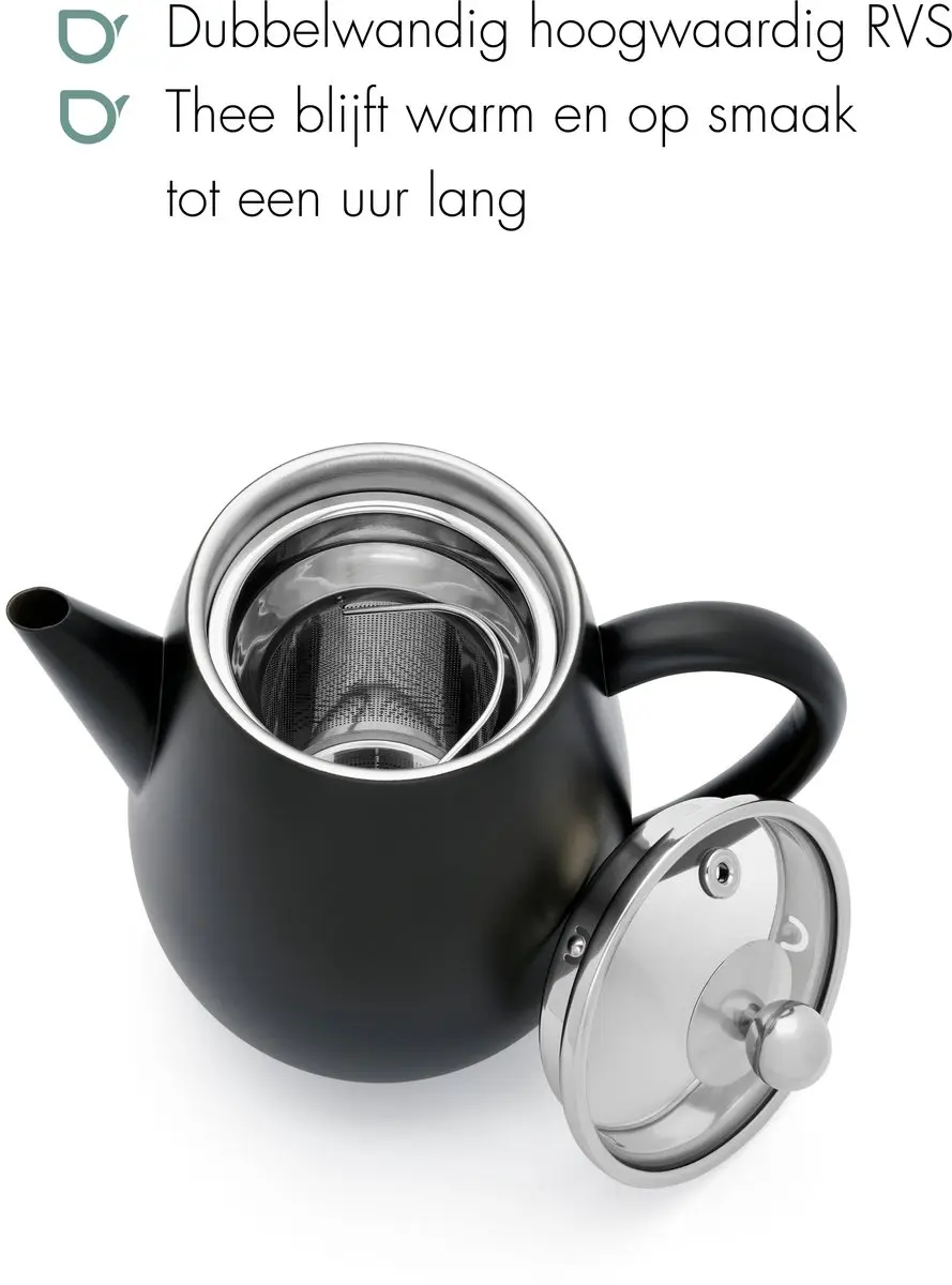 Bredemeijer Theepot Eva Dubbelwandig 0,5L - Mat zwart