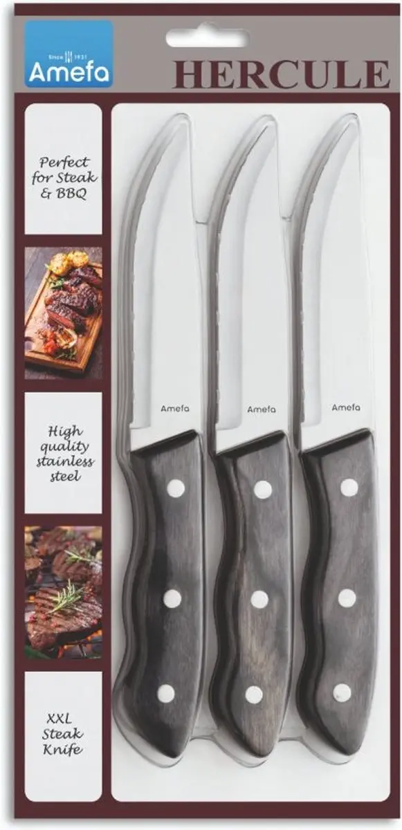 Amefa Hercule Steakmessen - 3 Stuks - Zwart hout