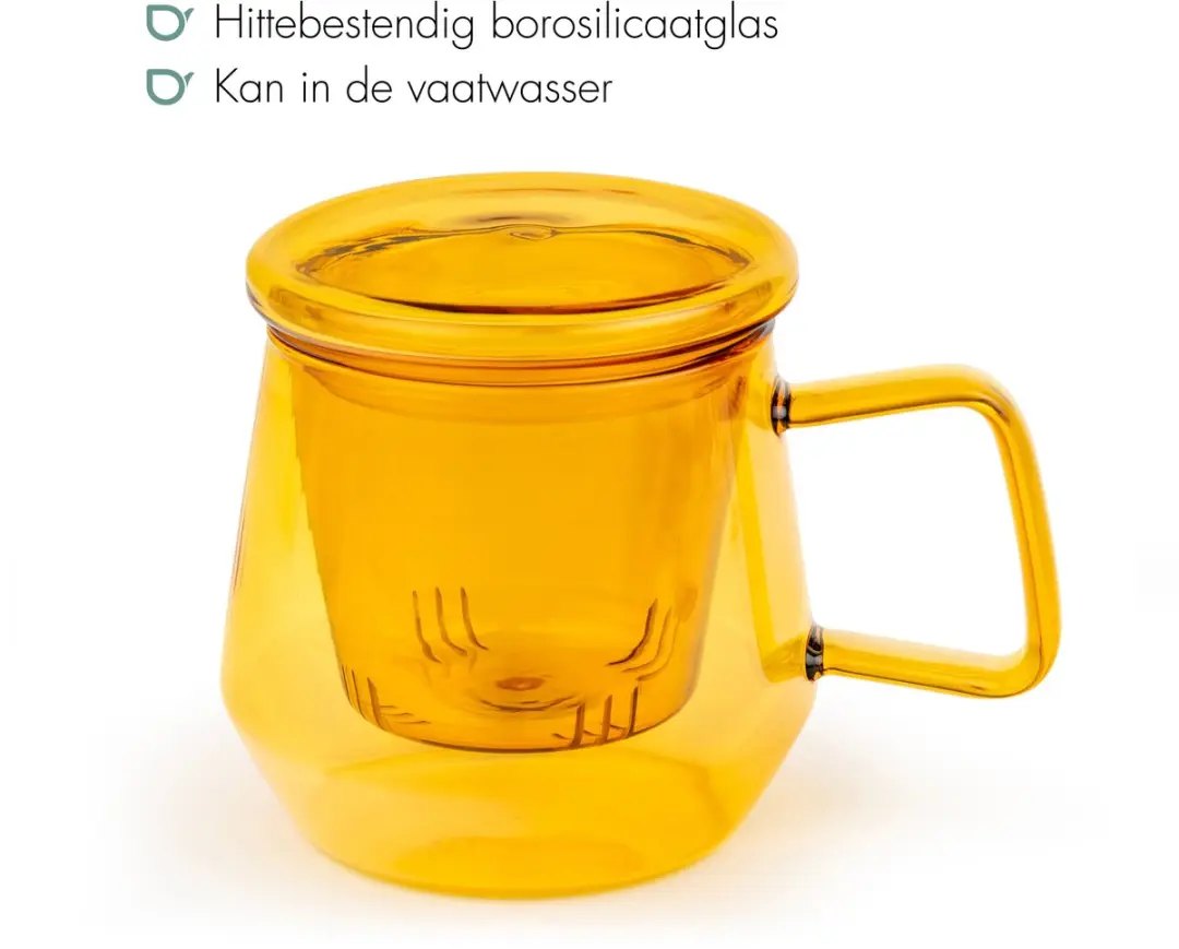 Bredemeijer Livorno Theeglas met Filter 290ml - Geel amber