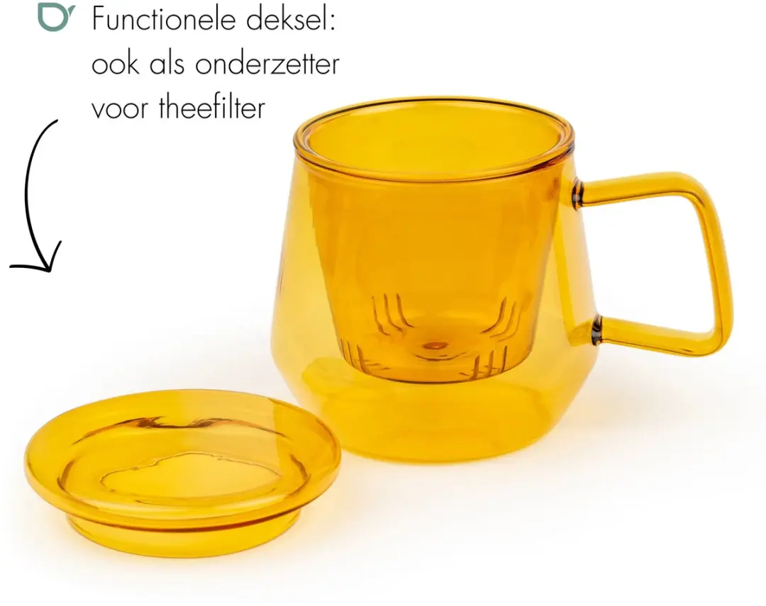 Bredemeijer Livorno Theeglas met Filter 290ml - Geel amber - afbeelding 6 van 6