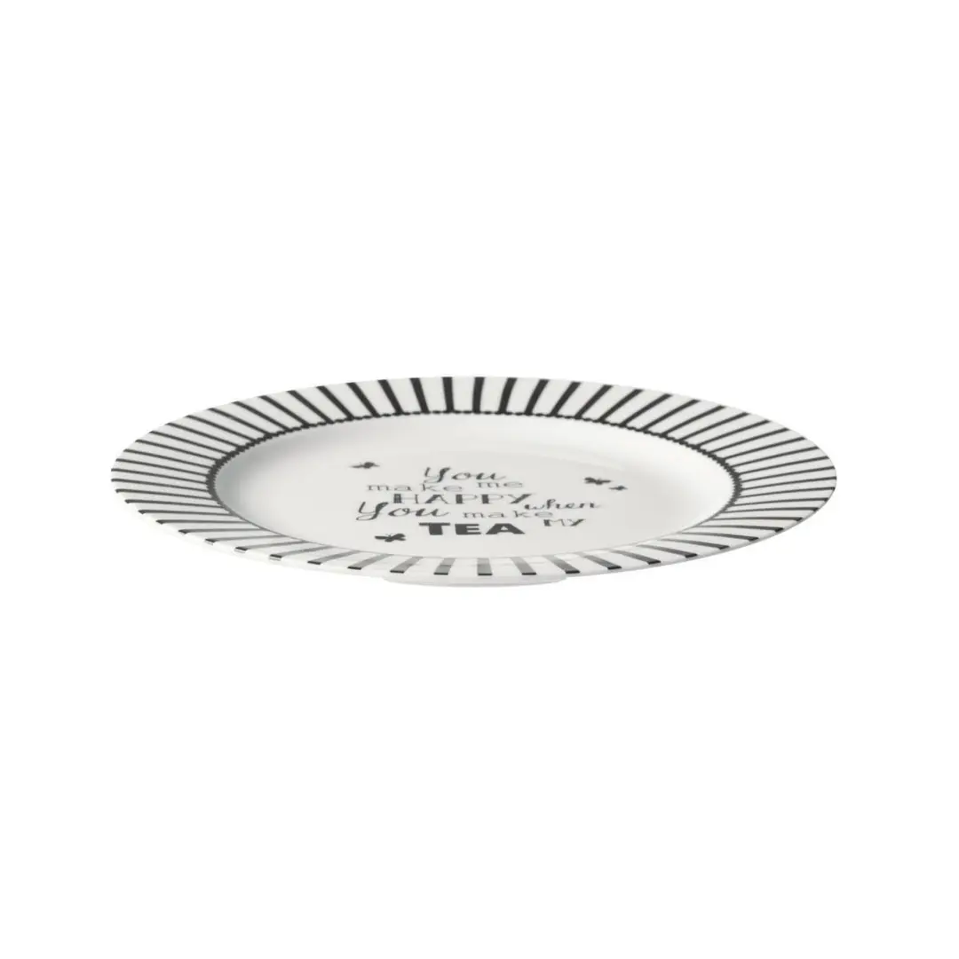 Dutch Rose Happy Tea Gebaksbord - Ø18cm - Wit