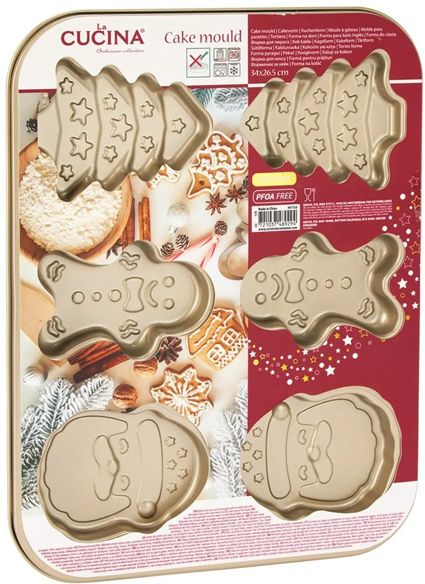 La Cucina Edelstaal Koekjesvorm 35x26,5cm - 6 Stuks - Goud