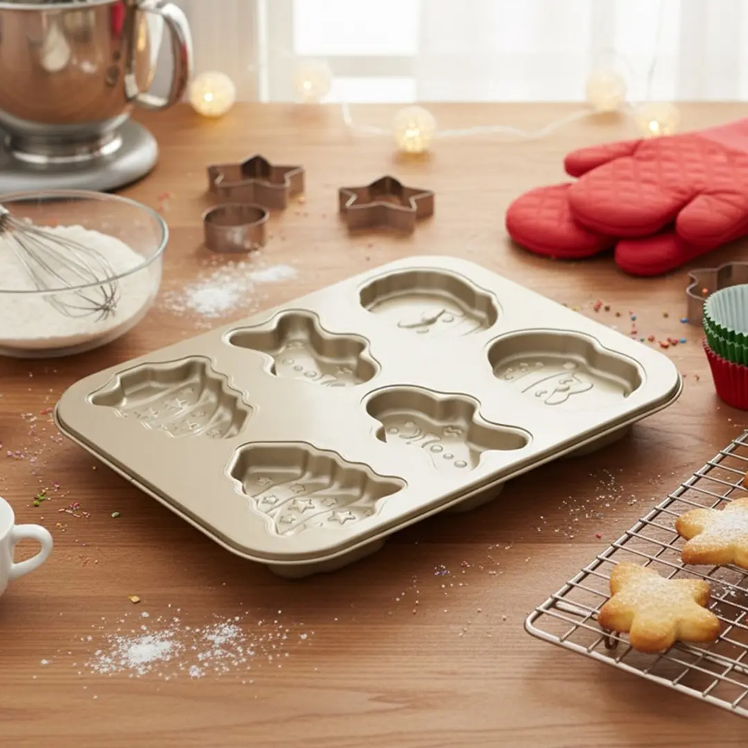 La Cucina Edelstaal Koekjesvorm 35x26,5cm - 6 Stuks - Goud