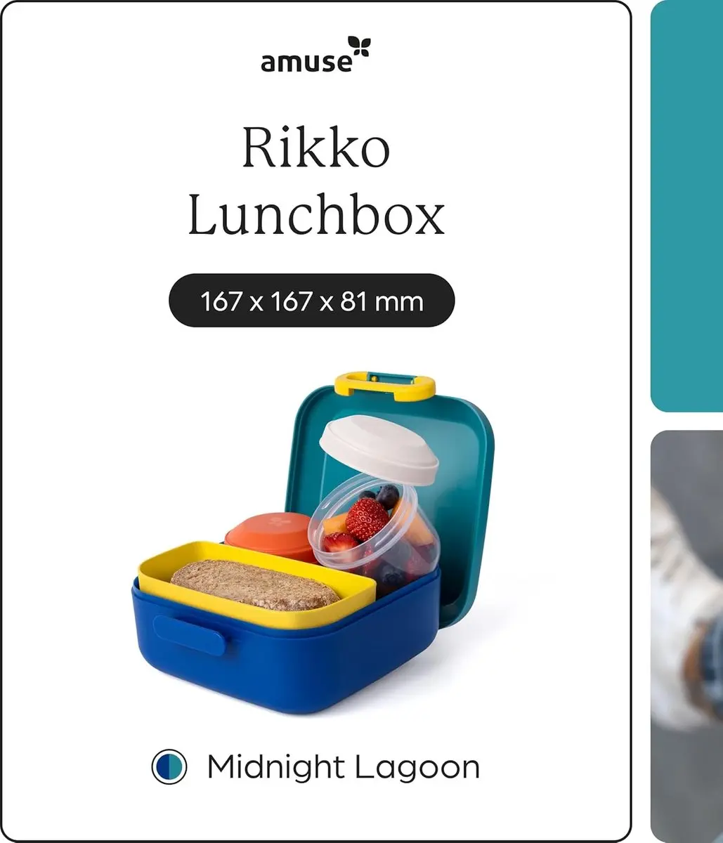 Amuse Rikko Midnight Lagoon Bento Lunchbox - 550ml + 2x185ml - 3 Compartimenten