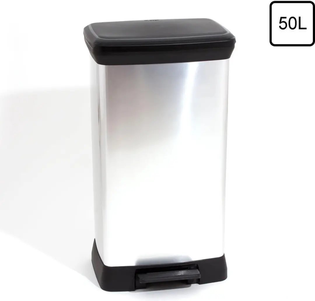 Curver Vuilnisbak 50L - Zwart/Zilver