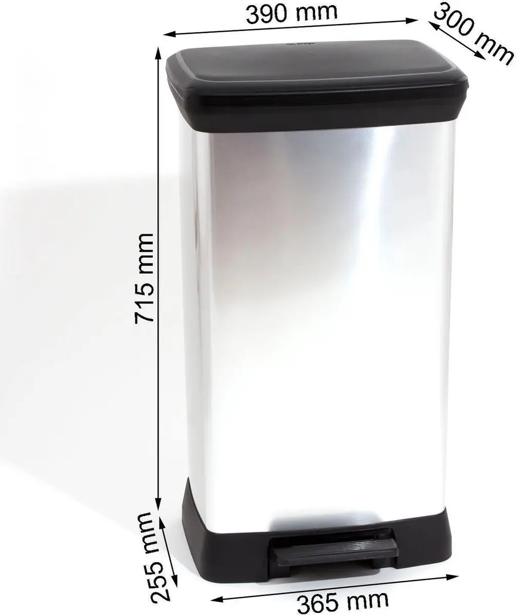 Curver Vuilnisbak 50L - Zwart/Zilver - afbeelding 6 van 6